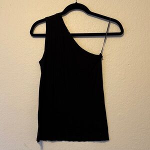 RtA Asymmetric Black One-Shoulder Top